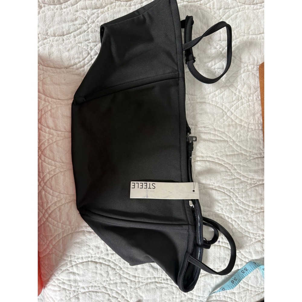 Steele Black Corset Crop Top Adjustable Straps Zipper Back NWT 00817